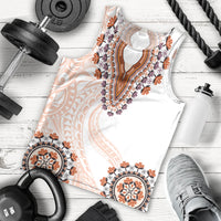 Africa Dashiki Men Tank Top With Polynesian Pattern Beige Version LT05 - Polynesian Pride