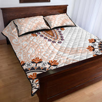 Africa Dashiki Quilt Bed Set With Polynesian Pattern Beige Version