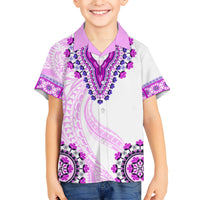 Africa Dashiki Family Matching Short Sleeve Bodycon Dress and Hawaiian Shirt With Polynesian Pattern Pink Version LT05 Son's Shirt Pink - Polynesian Pride