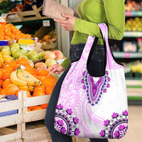 Africa Dashiki Grocery Bag With Polynesian Pattern Pink Version