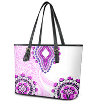 Africa Dashiki Leather Tote Bag With Polynesian Pattern Pink Version