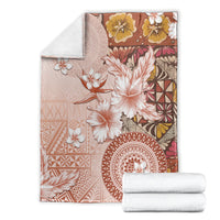 Tonga Ngatu Pattern With Light Tabasco Hibiscus Blanket Oil Painting Style