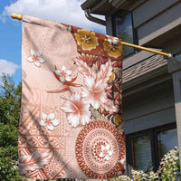Tonga Ngatu Pattern With Light Tabasco Hibiscus Garden Flag Oil Painting Style