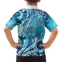 Polynesia World Ocean Day Family Matching Long Sleeve Bodycon Dress and Hawaiian Shirt Ocean Style