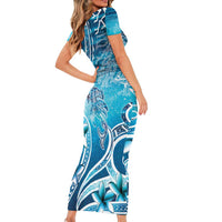 Polynesia World Ocean Day Family Matching Short Sleeve Bodycon Dress and Hawaiian Shirt Ocean Style