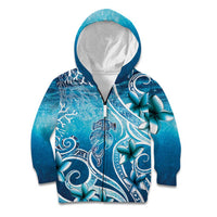 Polynesia World Ocean Day Kid Hoodie Ocean Style LT05 Zip Hoodie Blue - Polynesian Pride