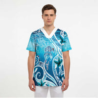 Polynesia World Ocean Day Scrub Top Ocean Style - Polynesian Pride