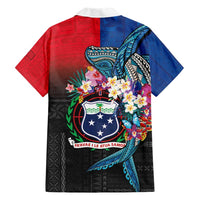 Samoa Family Matching Short Sleeve Bodycon Dress and Hawaiian Shirt Humpback Whale Siapo Pattern