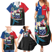 Samoa Family Matching Summer Maxi Dress and Hawaiian Shirt Humpback Whale Siapo Pattern LT05 - Polynesian Pride
