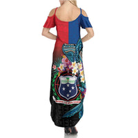 Samoa Family Matching Summer Maxi Dress and Hawaiian Shirt Humpback Whale Siapo Pattern LT05 - Polynesian Pride