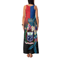 Samoa Family Matching Tank Maxi Dress and Hawaiian Shirt Humpback Whale Siapo Pattern LT05 - Polynesian Pride