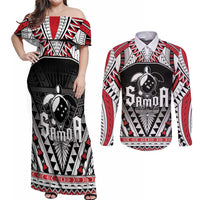 Samoa Independence Day Couples Matching Off Shoulder Maxi Dress and Long Sleeve Button Shirt Proud To Be Samoan