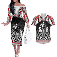 Samoa Independence Day Couples Matching Off The Shoulder Long Sleeve Dress and Hawaiian Shirt Proud To Be Samoan
