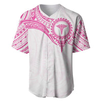Personalised New Zealand Aotearoa Baseball Jersey Nurse Tribal Pink Version