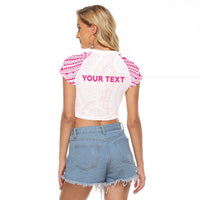 Personalised New Zealand Aotearoa Raglan Cropped T Shirt Nurse Tribal Pink Version LT05 - Polynesian Pride