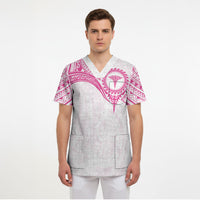Personalised New Zealand Aotearoa Scrub Top Nurse Tribal Pink Version