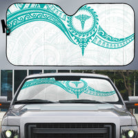 New Zealand Aotearoa Auto Sun Shade Nurse Tribal Teal Version