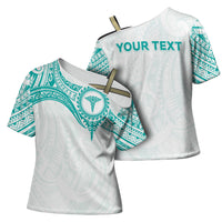 Personalised New Zealand Aotearoa Cross Shoulder Shirt Nurse Tribal Teal Version
