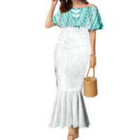 Personalised New Zealand Aotearoa Family Matching Mermaid Dress and Hawaiian Shirt Nurse Tribal Teal Version