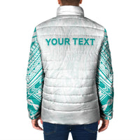 Personalised New Zealand Aotearoa Padded Jacket Nurse Tribal Teal Version LT05 - Polynesian Pride