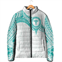 Personalised New Zealand Aotearoa Padded Jacket Nurse Tribal Teal Version LT05 - Polynesian Pride