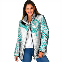 Personalised New Zealand Aotearoa Padded Jacket Nurse Tribal Teal Version LT05 Women Teal - Polynesian Pride