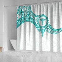 New Zealand Aotearoa Shower Curtain Nurse Tribal Teal Version