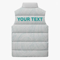 Personalised New Zealand Aotearoa Sleeveless Puffer Jacket Nurse Tribal Teal Version LT05 - Polynesian Pride
