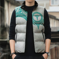 Personalised New Zealand Aotearoa Sleeveless Puffer Jacket Nurse Tribal Teal Version LT05 - Polynesian Pride