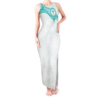 Personalised New Zealand Aotearoa Tank Maxi Dress Nurse Tribal Teal Version LT05 Women Teal - Polynesian Pride