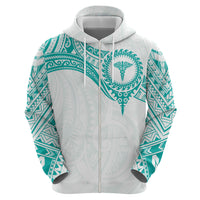 Personalised New Zealand Aotearoa Zip Hoodie Nurse Tribal Teal Version