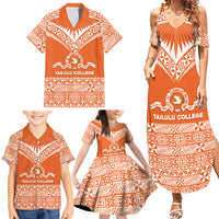 Personalised Tonga Tailulu College Family Matching Summer Maxi Dress and Hawaiian Shirt Tongan Kupesi Pattern