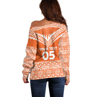 Personalised Tonga Tailulu College Off Shoulder Sweater Tongan Kupesi Pattern