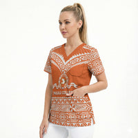 Personalised Tonga Tailulu College Scrub Top Tongan Kupesi Pattern
