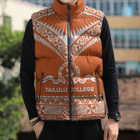 Personalised Tonga Tailulu College Sleeveless Puffer Jacket Tongan Kupesi Pattern