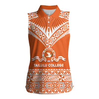 Personalised Tonga Tailulu College Women Sleeveless Polo Shirt Tongan Kupesi Pattern