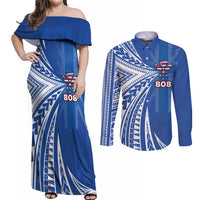 Personalised Hawaii 808 Couples Matching Off Shoulder Maxi Dress and Long Sleeve Button Shirt Unique Style
