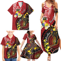 Tonga Ngatu And Australia Aboriginal Family Matching Summer Maxi Dress and Hawaiian Shirt Tongan Dove And Kangaroo Together