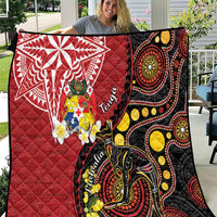 Tonga Ngatu And Australia Aboriginal Quilt Tongan Dove And Kangaroo Together LT05 Red - Polynesian Pride