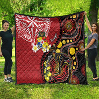 Tonga Ngatu And Australia Aboriginal Quilt Tongan Dove And Kangaroo Together LT05 - Polynesian Pride