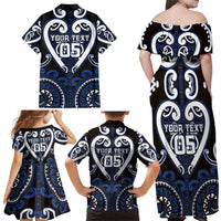 Custom Aotearoa Ngati Tuwharetoa Family Matching Off Shoulder Maxi Dress and Hawaiian Shirt Maori Tribal Pattern