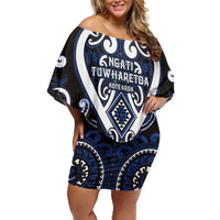 Custom Aotearoa Ngati Tuwharetoa Family Matching Off Shoulder Short Dress and Hawaiian Shirt Maori Tribal Pattern