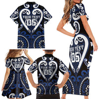 Custom Aotearoa Ngati Tuwharetoa Family Matching Short Sleeve Bodycon Dress and Hawaiian Shirt Maori Tribal Pattern