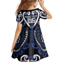 Custom Aotearoa Ngati Tuwharetoa Kid Short Sleeve Dress Maori Tribal Pattern