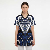 Custom Aotearoa Ngati Tuwharetoa Scrub Top Maori Tribal Pattern LT05 - Polynesian Pride