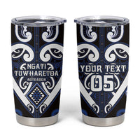 Custom Aotearoa Ngati Tuwharetoa Tumbler Cup Maori Tribal Pattern LT05 Navy - Polynesian Pride
