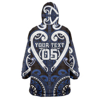 Custom Aotearoa Ngati Tuwharetoa Wearable Blanket Hoodie Maori Tribal Pattern
