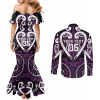 Custom Aotearoa Rangitane Couples Matching Mermaid Dress and Long Sleeve Button Shirt Maori Tribal Pattern LT05 - Polynesian Pride