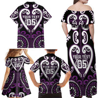 Custom Aotearoa Rangitane Family Matching Off Shoulder Maxi Dress and Hawaiian Shirt Maori Tribal Pattern