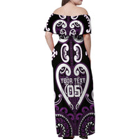 Custom Aotearoa Rangitane Family Matching Off Shoulder Maxi Dress and Hawaiian Shirt Maori Tribal Pattern